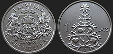Monety Łotwy - 1 łat 2009 Choinka