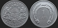 Monety Łotwy - 1 łat 2010 Podkowa (w dół)