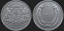 Monety Łotwy - 1 łat 2010 Podkowa (w górę)