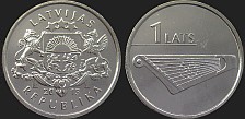 Monety Łotwy - 1 łat 2013 Gęśle
