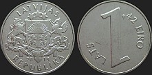 Monety Łotwy - 1 łat 2013 Parytet Łata i Euro