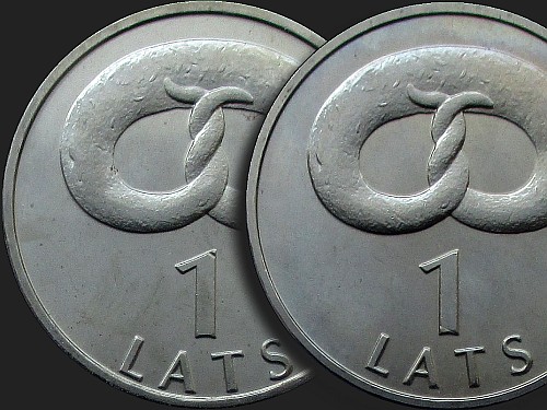 Wariant monety o nominale 1 łat z 2005 Precel