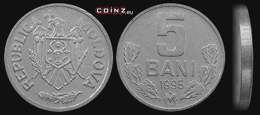 5 bani 1993-2002 - monety Mołdawii