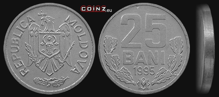 25 bani 1993-2002 - monety Mołdawii