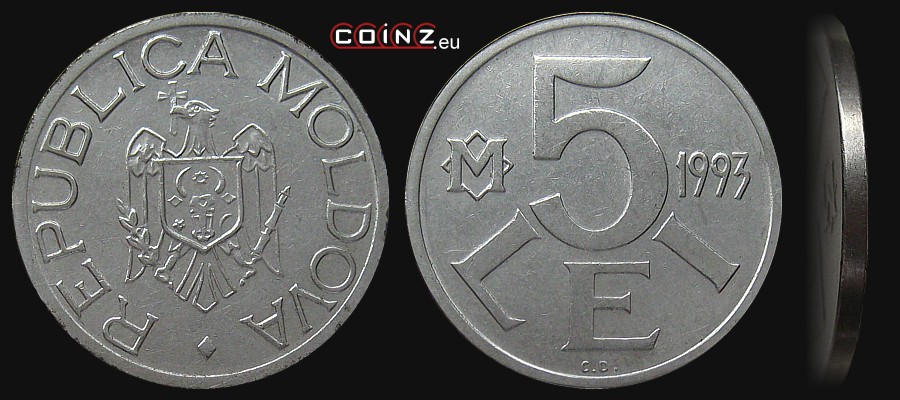 5 lei 1993 - monety Mołdawii