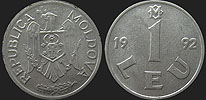 Monety Mołdawii - 1 lej 1992