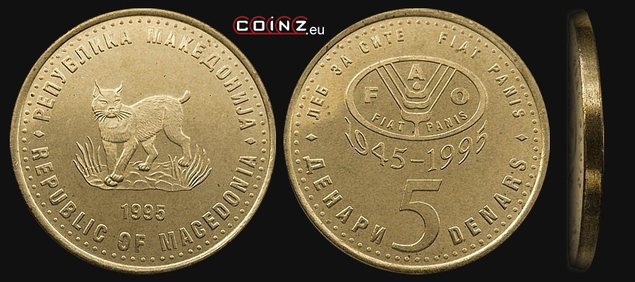 5 denarów 1995 FAO - monety Macedonii