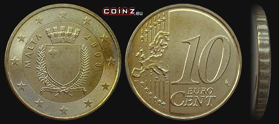 10 euro centów od 2008 - monety Malty