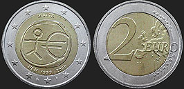 Monety Malty - 2 euro 2009 10 Rocznica Unii Gospodarczej i Walutowej