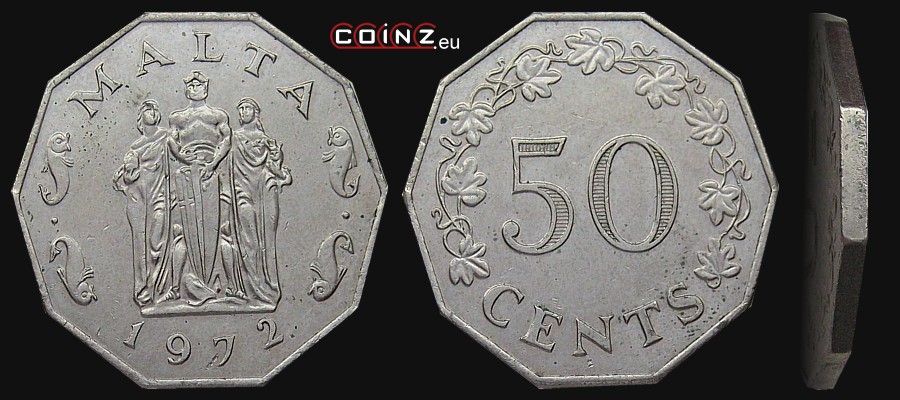 50 centów 1972 - monety Malty