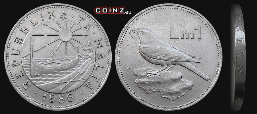 1 lira 1986 - monety Malty
