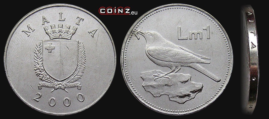 1 lira 1991-2005 - monety Malty