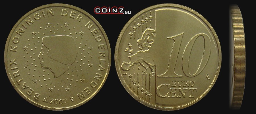 10 euro centów 2007-2013 - monety Holandii