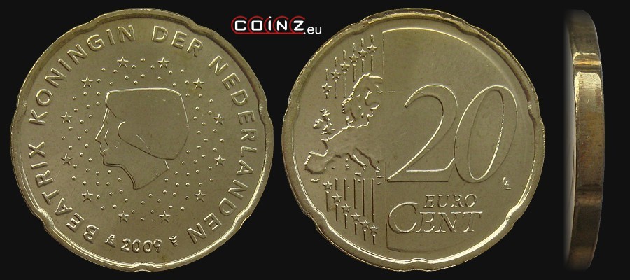 20 euro centów 2007-2013 - monety Holandii