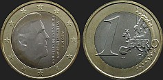 Monety Holandii - 1 euro od 2014