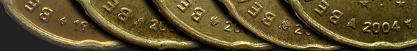 Symbole dyrektorów mennicy na monetach 20 euro centów 1999-2006
