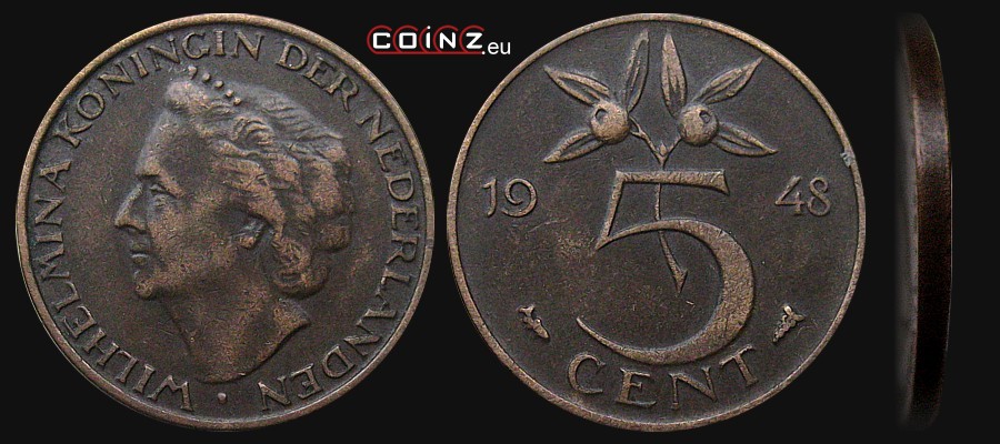 5 centów 1948 - monety Holandii