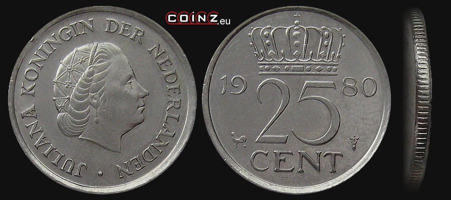 25 centów 1950-1980 - monety Holandii