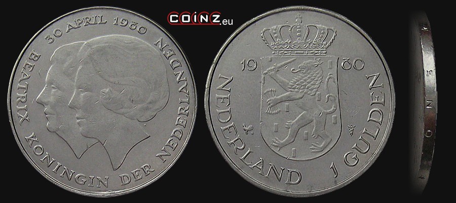 1 gulden 1980 Koronacja Beatrix - monety Holandii 1 gulden 1980 Koronacja Beatrix - monety Holandii
