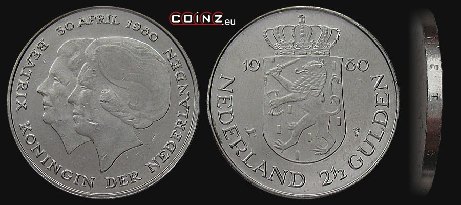 2.5 guldena 1980 Koronacja Beatrix - monety Holandii