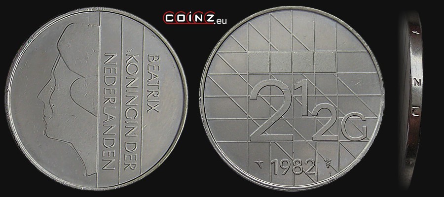 2.5 guldena 1982-2001 - monety Holandii