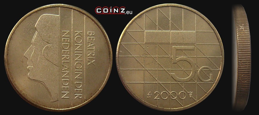 5 guldenów 1988-2001 - monety Holandii