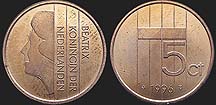 Monety Holandii - 5 cent 1982-2001