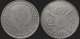 Monety Holandii - 1 gulden 2001 Ostatni Gulden
