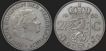 Monety Holandii - 2.5 guldena 1959-1966