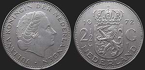Monety Holandii - 2.5 guldena 1969-1980
