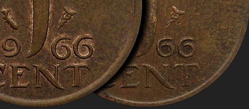 wariant monety holenderskiej o nominale 1 cent z 1966 r.