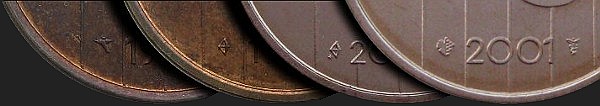 Symbole dyrektorów mennicy na monetach 5 centów 1982-2001