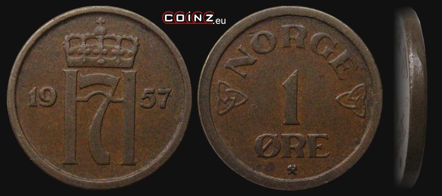 1 øre 1953-1957 - Norwegian coins