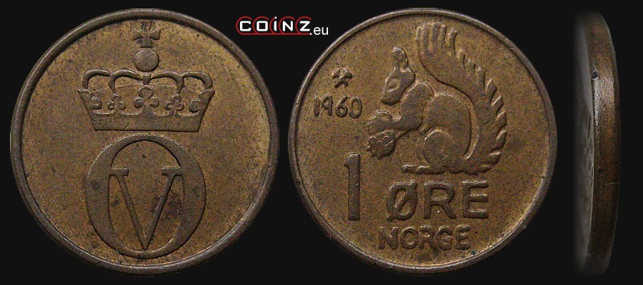1 ore 1958-1972 - monety Norwegii