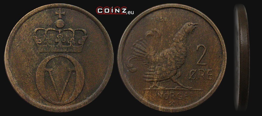 2 ore 1958 - monety Norwegii