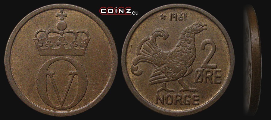 2 ore 1959-1972 - monety Norwegii