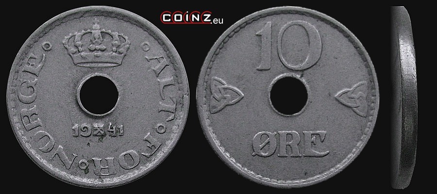 10 ore 1924-1951 - monety Norwegii