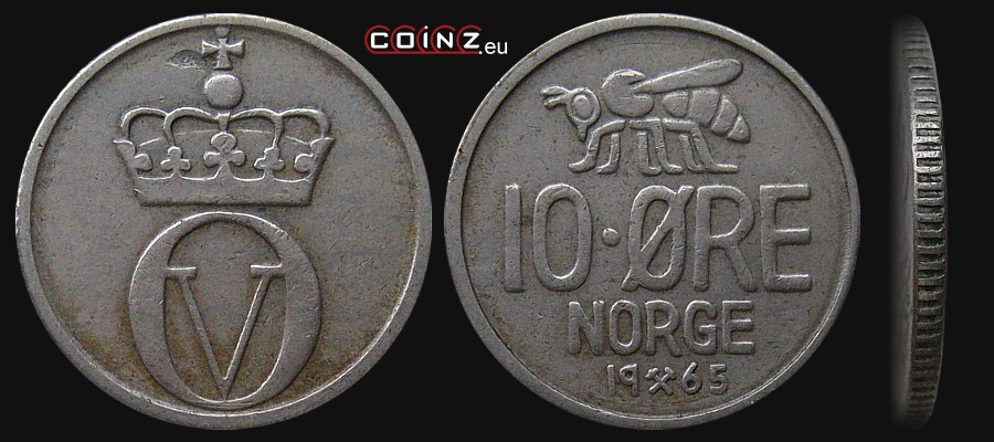 10 ore 1959-1973 - monety Norwegii