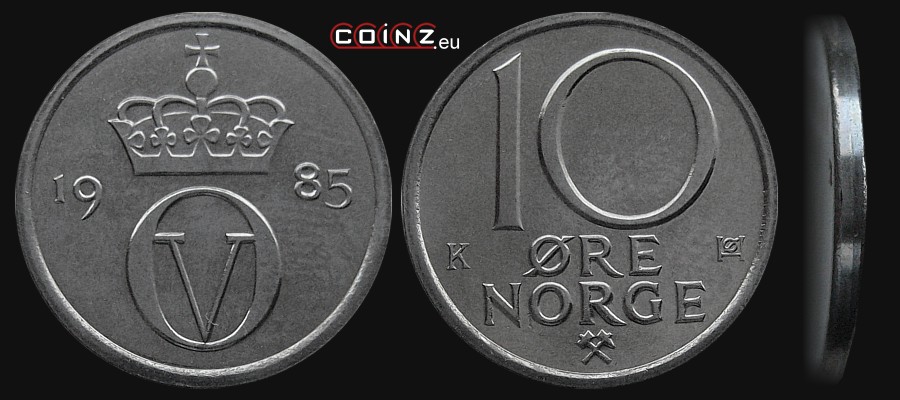 10 ore 1974-1991 - monety Norwegii