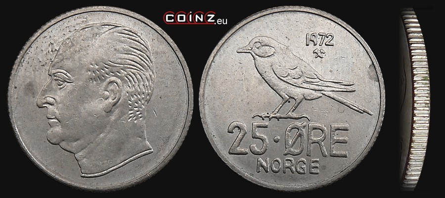 25 øre 1958-1973 - Norwegian coins