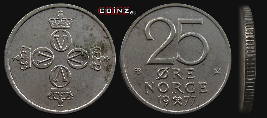 25 ore 1974-1982 - monety Norwegii