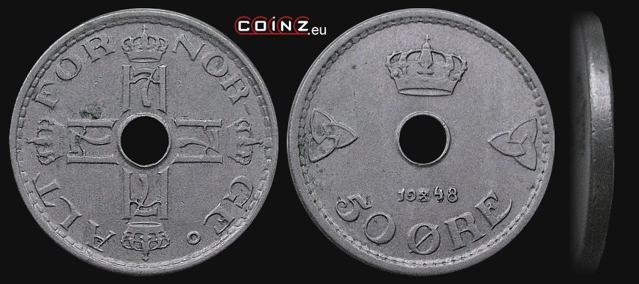 50 ore 1926-1949 - monety Norwegii