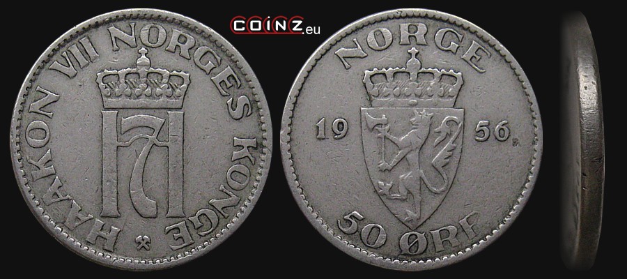 50 øre 1953-1957 - Norwegian coins