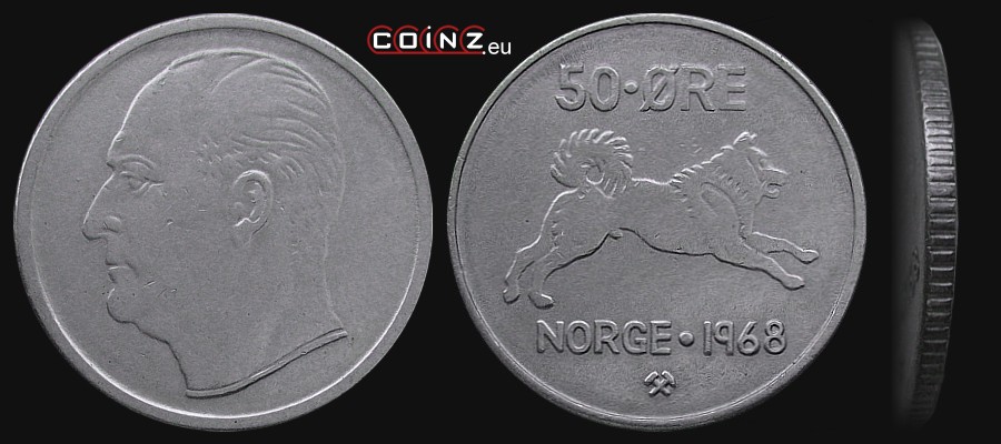 50 ore 1958-1973 - monety Norwegii