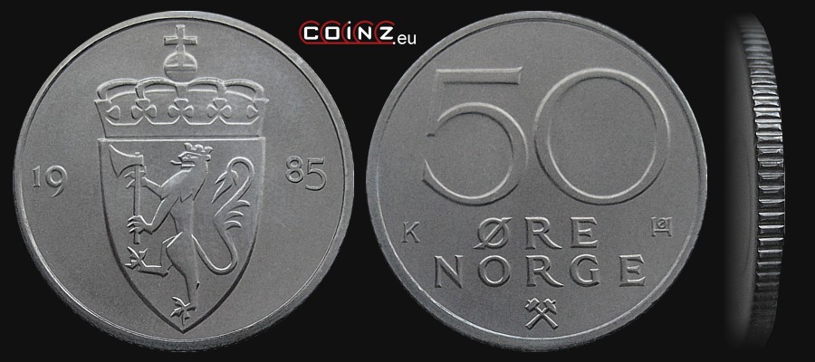 50 ore 1974-1996 - monety Norwegii