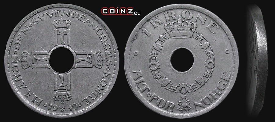 1 korona 1925-1951 - monety Norwegii
