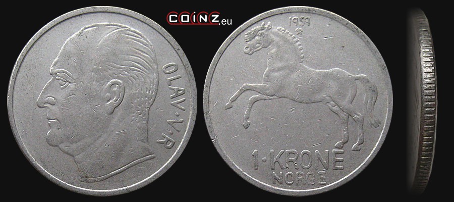 1 krone 1958-1973 - Norwegian coins