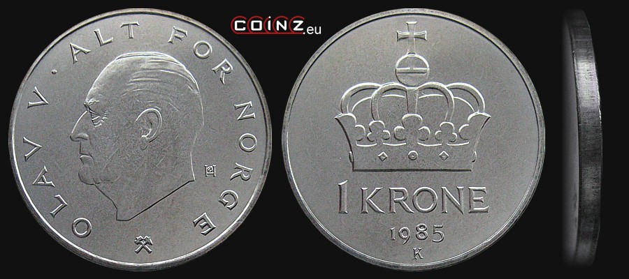 1 korona 1974-1991 - monety Norwegii