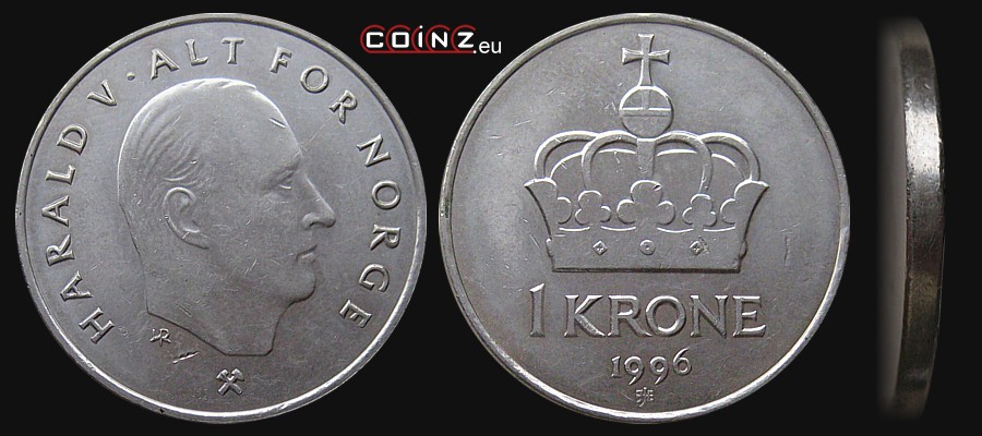 1 krone 1992-1996 - Norwegian coins