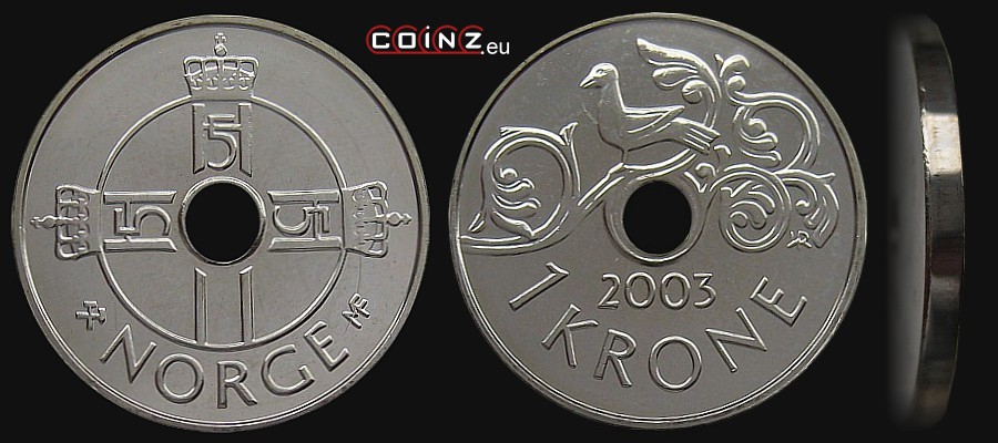 1 korona od 1997 - monety Norwegii